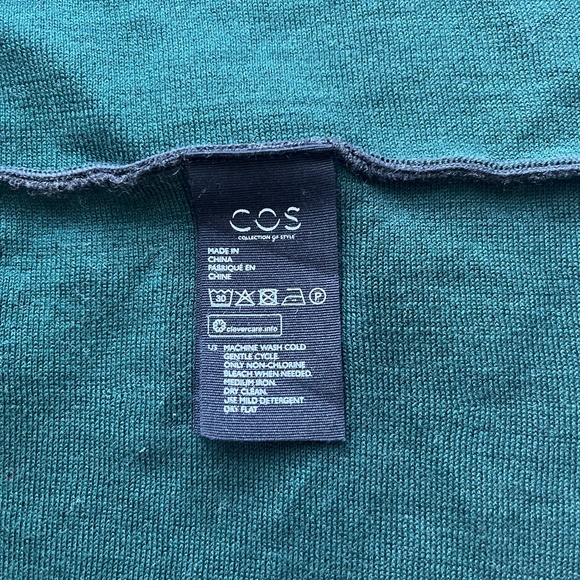 COS Gray/Emerald Green Double-Faced Merino Wool Cotton A-Line Knit Casual Dress - Picture 15 of 16